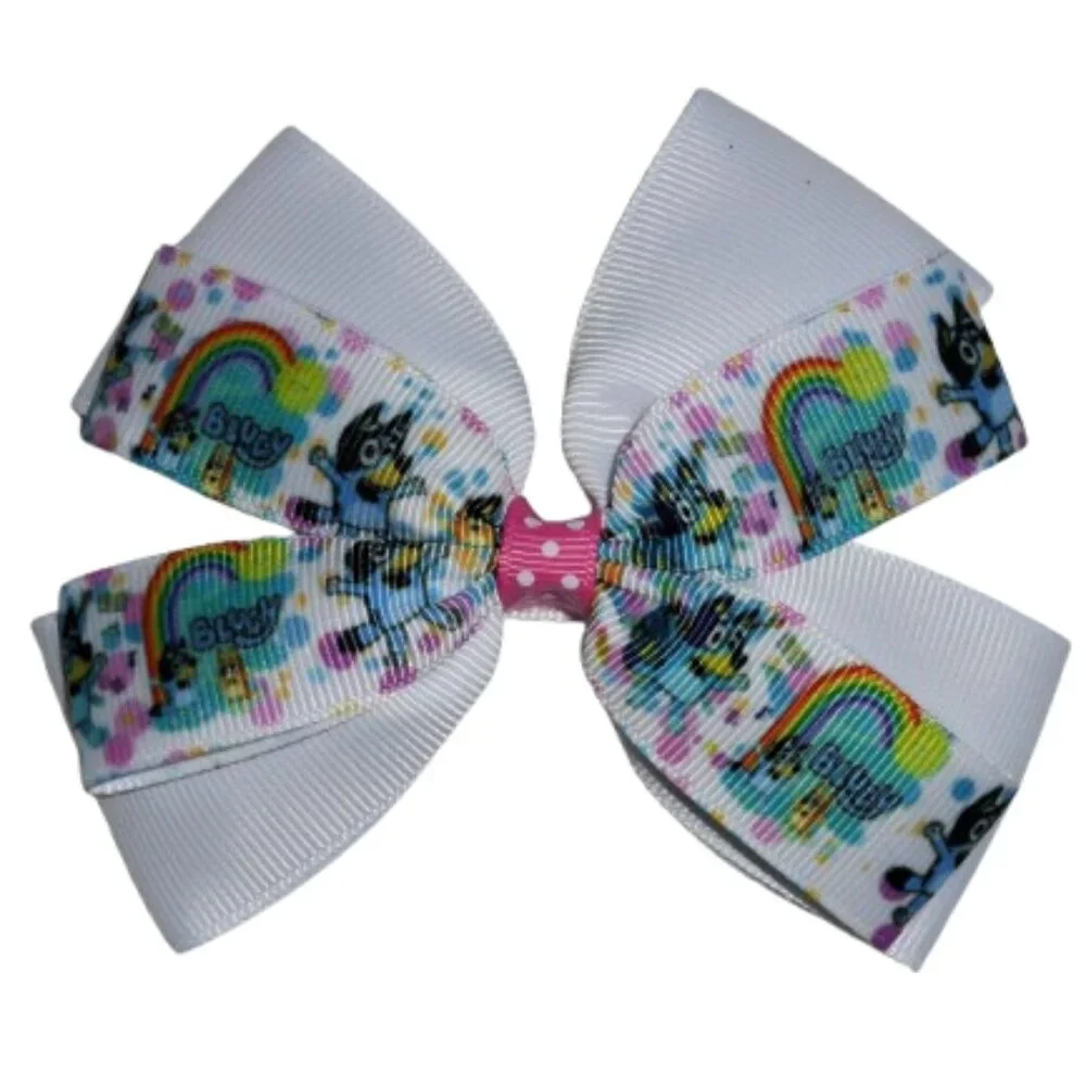 Bluey Cartoon Dog Girls 4-Inch Hair Bow Clip